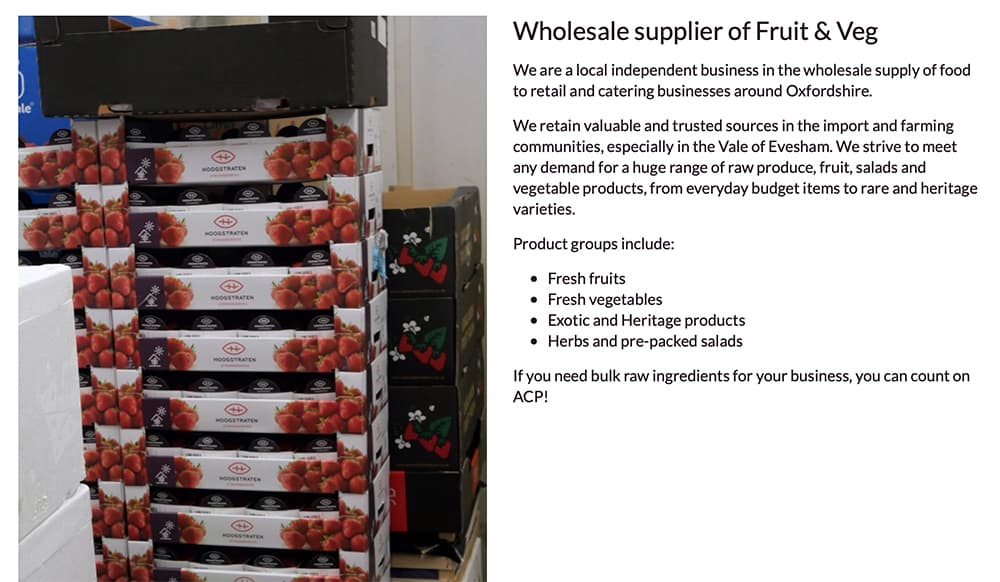 Wholesale Fruit & Veg website website