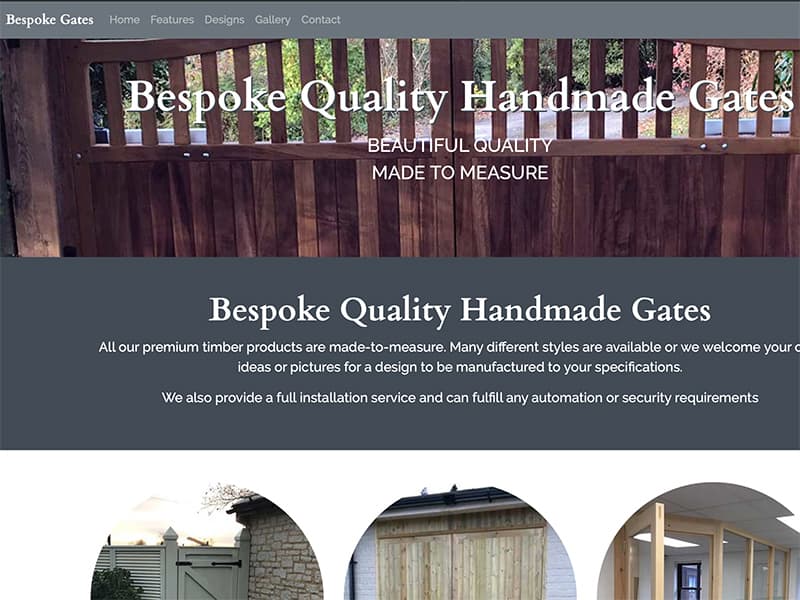 Single page website for small business hand-making gates and timber products