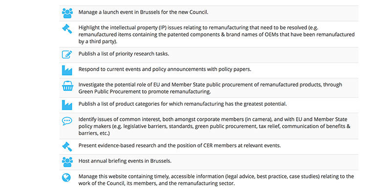 Consultancy website for the Conseil Européen de Remanufacture