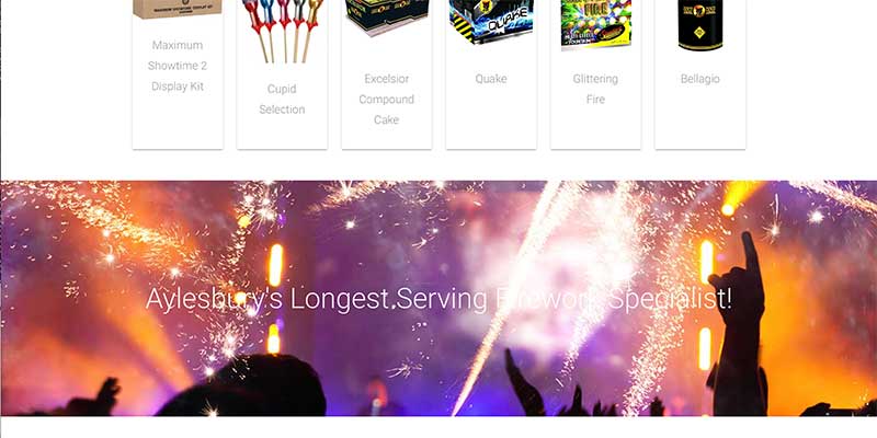 Aylesbury fireworks shop eCommerce website design