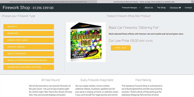Aylesbury fireworks shop eCommerce website design