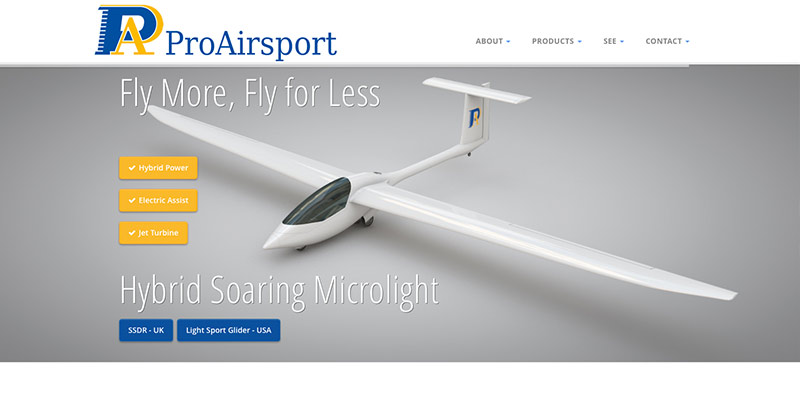 ProAirsport Jet powered glider responsive website design, Milton Keynes