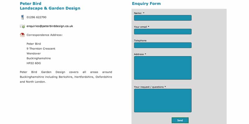 Peter Bird Landscape Gardener Website Design